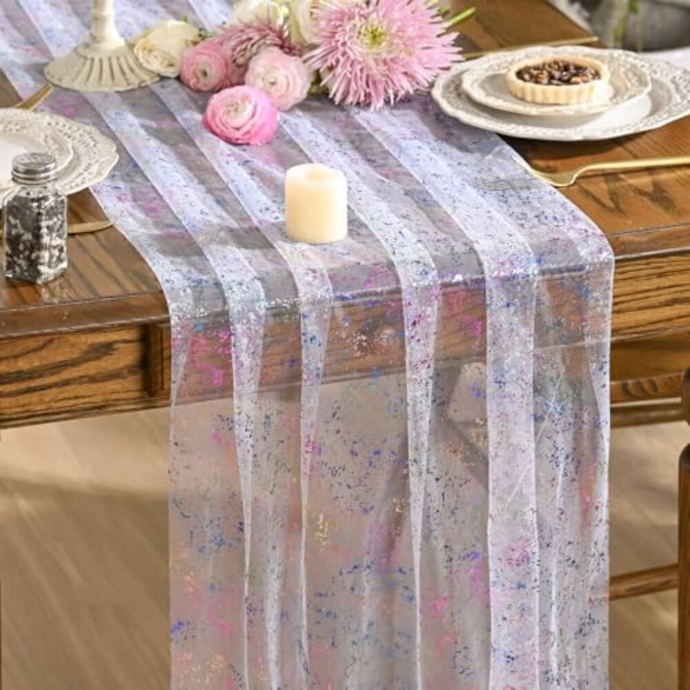 Colorful Gold‎ Gauze Table Runner 120 Inch 10FT